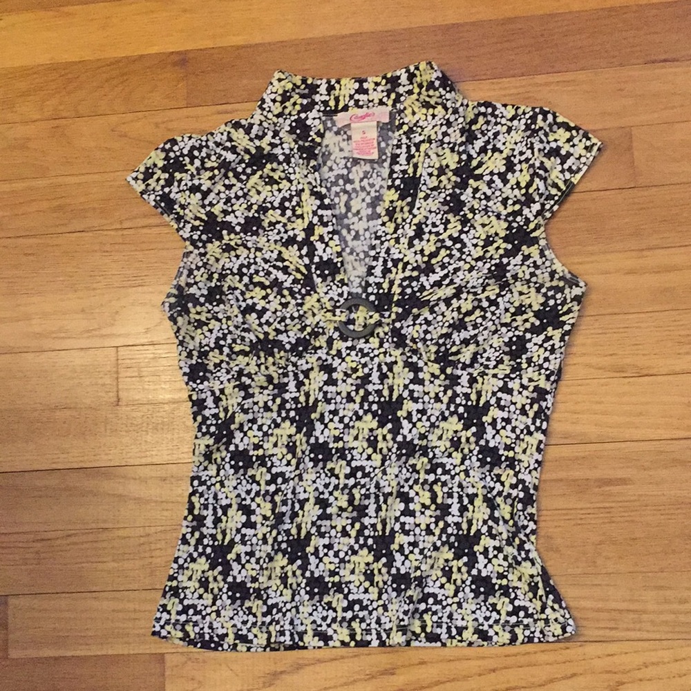 3/$15 Candie's Top - Black/White/Yellow - S